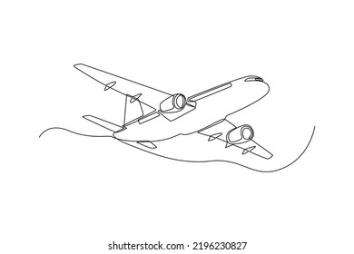 Single one line drawing airplane  vehicle concept  Continuous line draw design graphic vector illustration 