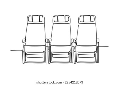 Single one line drawing Airplane seat. Air transportation Concept. Continuous line draw design graphic vector illustration.