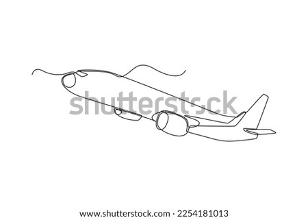 Single one line drawing airplane. Air transportation concept. Continuous line draw design graphic vector illustration.