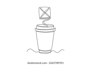 Single one line drawing always drink less coffee. Healthcare at office concept. Continuous line draw design graphic vector illustration.