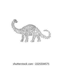 Single one line drawing of apatosaurus, long necked animal abstract art. Continuous line draw graphic design vector illustration of large quadrupedal animal for icon, symbol, logo, poster wall decor
