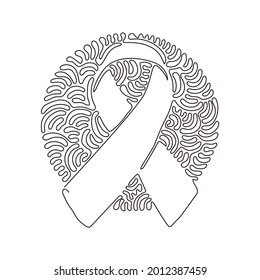 Einzeilige Zeichenketten mit einer Linie. Brustkrebs-AIDS-Band. Konzept der Unterstützung und Solidarität. Gesundheitslogo. Schwirl-Kreis-Hintergrund-Stil. Modern robuster Strich-Strich-Strich-Strich-Vektorgrafik