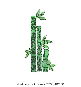 Single one line drawing bamboo trees for plantation logo identity. Fresh evergreen perennial flowering plant concept for plant icon. Swirl curl style. Modern continuous line draw design graphic vector