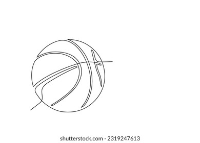 Single one line drawing of basketball ball. One line drawing of basketball ball. Ball for game in linear style. Continuous simple line style, editable stroke. Vector illustration Design element