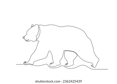 Single one line drawing of a bear. Continuous line draw design graphic vector illustration.

