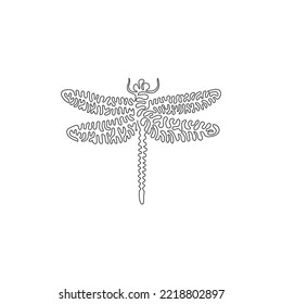 Single one line drawing of beautiful dragonfly abstract art. Continuous line draw graphic design vector illustration of flying cutest insects for icon, symbol, company logo, poster wall decor