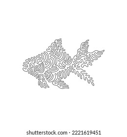Single one line drawing of beautiful goldfish abstract art. Continuous line draw graphic design vector illustration of cute fin configuration goldfish for icon, symbol, company logo, poster wall decor