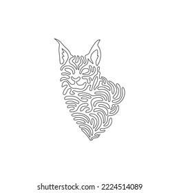 Single one line drawing of beautiful lynx abstract art. Continuous line draw graphic design vector illustration of characteristic tufts of black hair for icon, symbol, company logo, poster wall decor