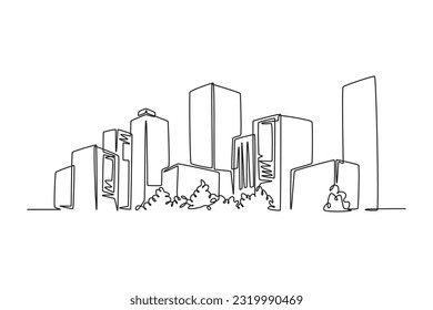 Single one line drawing beautiful building. City concept. Continuous line draw design graphic vector illustration.