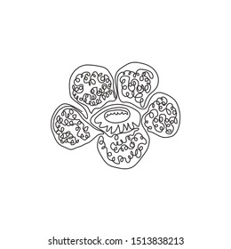 Single one line drawing beauty of fresh corpse lily for home wall art decor poster print. Decorative rafflesia arnoldii flower for national park. Modern continuous line draw design vector illustration