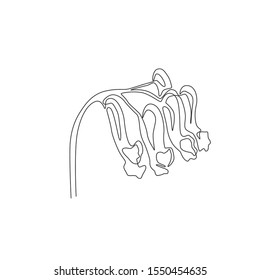 Single one line drawing of beauty fresh corydalis for garden logo. Decorative perennial herbaceous flower for home wall decor poster art print. Modern continuous line draw design vector illustration