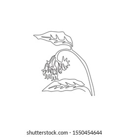 Single one line drawing of beauty fresh symphytum for garden logo. Decorative comfrey flower concept for home decor wall art poster print. Modern continuous line draw design vector illustration