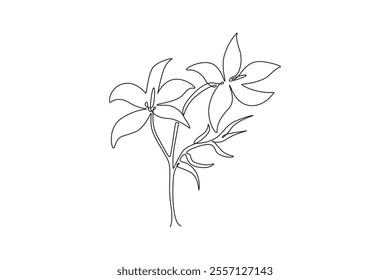 Single one line drawing beauty fresh bulbous perennial plant for home wall decor art poster print. Decorative bluebell flower for wedding card. Continuous line draw design graphic vector illustration