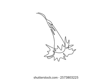 Single one line drawing beauty fresh brugmansia for home decor wall art poster print. Decorative angel trumpet flower concept for greeting card. Continuous line draw design graphic vector illustration