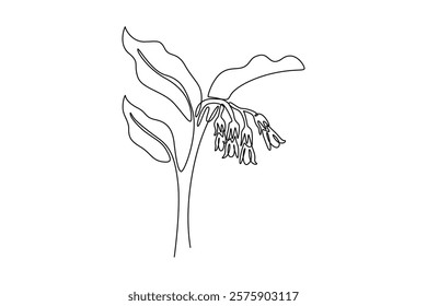 Single one line drawing of beauty fresh symphytum for garden logo. Decorative comfrey flower concept for home decoration wallpaper poster print. Continuous line draw design graphic vector illustration