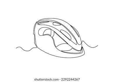 Single one line drawing bicycle helmet. World bicycle day concept. Continuous line draw design graphic vector illustration.