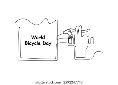 Freno de mano de una sola línea para dibujar en bicicleta. Concepto del día mundial de la bicicleta. Ilustración gráfica de vector de diseño de línea continua.