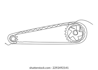 Single one line drawing bicycle chain. World bicycle day concept. Continuous line draw design graphic vector illustration.