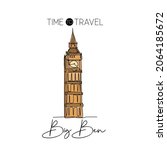 Single one line drawing Big Ben clock tower. Wall decor home art poster print of iconic place in London. Tourism and travel postcard concept. Modern continuous line draw design vector illustration