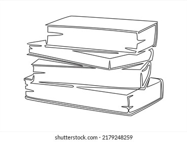 Einzeilige Zeichnung des Buchstapels. Pile von Büchern Symbol Silhouette für Bildung Konzept.
