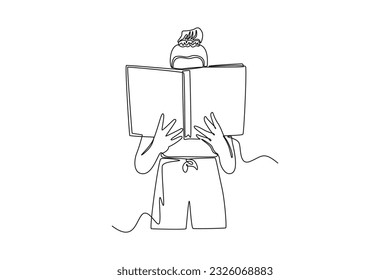 Single one line drawing Books and reading concept. Continuous line draw design graphic vector illustration.