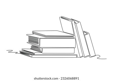 Single one line drawing Books and reading concept. Continuous line draw design graphic vector illustration.