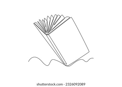 Single one line drawing Books and reading concept. Continuous line draw design graphic vector illustration.