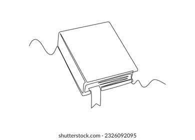 Single one line drawing Books and reading concept. Continuous line draw design graphic vector illustration.