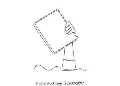 Single one line drawing Books and reading concept. Continuous line draw design graphic vector illustration.