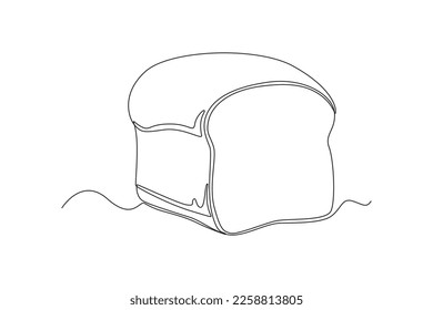 Single one line drawing bread. Breakfast Concept. Continuous line draw design graphic vector illustration.