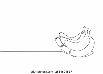 Single one line drawing bunch of bananas. Bunch of ripe bananas ready to eat. Creamy. Contains lots of vitamins. Facilitates digestion. National Banana Day. Continuous line design graphic illustration