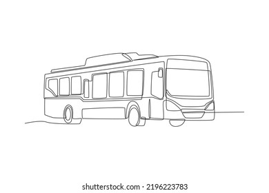 Single one line drawing bus. vehicle concept. Continuous line draw design graphic vector illustration.