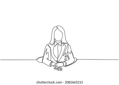 Single one line drawing businesswoman trying to get out of from hole, metaphor to facing big problem. Business struggles. Strength for success. Continuous line draw design graphic vector illustration