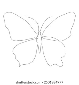 Single one line drawing of butterfly, One line butter fly insect.