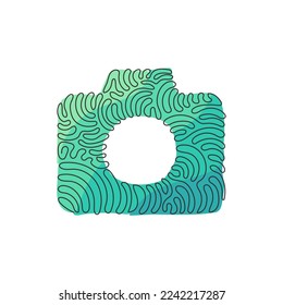 Single one line drawing camera linear icon, simple digital device flat design for app logo web website button ui ux interface. Swirl curl style. Continuous line draw design graphic vector illustration