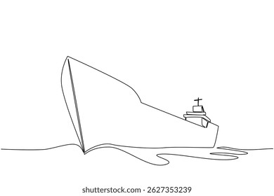 Une seule ligne tirant le cargo. Navires conçus pour transporter de grandes quantités de marchandises par mer. Concentration sur le transport de marchandises commerciales. Journée nationale de la mer. Illustration graphique de conception en ligne continue