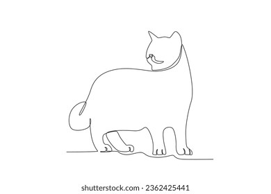 Single one line drawing of a cat. Continuous line draw design graphic vector illustration.
