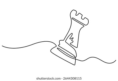 Single one line drawing chess pieces aligned, luxury hand drawn or engraving. King, Queen, Bishop, Knight, Rook, Pawn. Leader success concept. Continuous line draw design graphic vector illustration