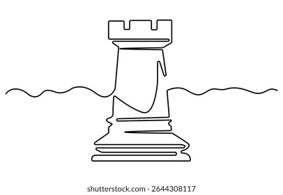 Single one line drawing chess pieces aligned, luxury hand drawn or engraving. King, Queen, Bishop, Knight, Rook, Pawn. Leader success concept. Continuous line draw design graphic vector illustration