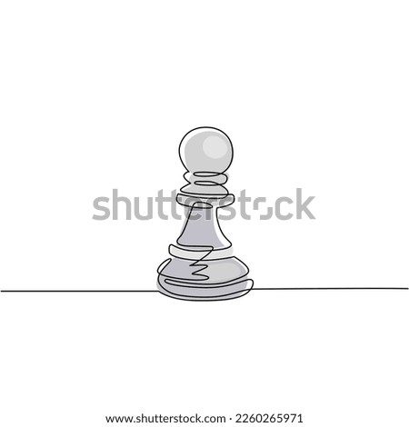 Single one line drawing chess pawn logo isolated on white background. Chess logo for web site, app and print presentation. Creative art concept, eps 10. Continuous line draw design vector illustration