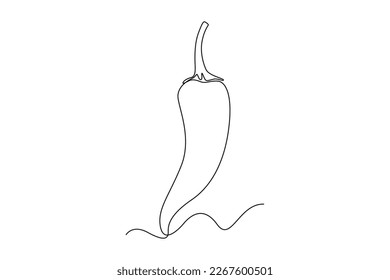 Single one line drawing chili. Vegetable concept. Continuous line draw design graphic vector illustration.