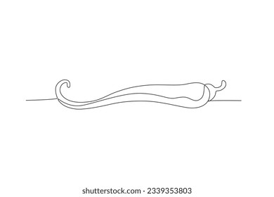 Single one line drawing chili paper vegetable concept continuous line draw design graphic vector illustration
