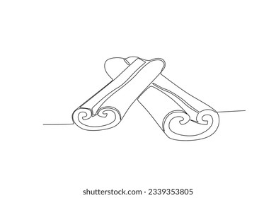 Single one line drawing cinnamon vegetable concept continuous line draw design graphic vector illustration
