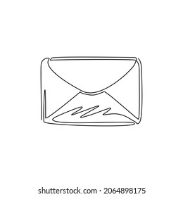 Single one line drawing closed mail envelope icon. Not read incoming message. Decoration for greeting cards, posters, prints for clothes. Modern continuous line draw design graphic vector illustration