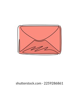 Single one line drawing closed mail envelope icon. Not read incoming message. Decoration for greeting cards, posters, prints for clothes. Modern continuous line draw design graphic vector illustration