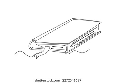 Single one line drawing closed book. World book day concept. Continuous line draw design graphic vector illustration.