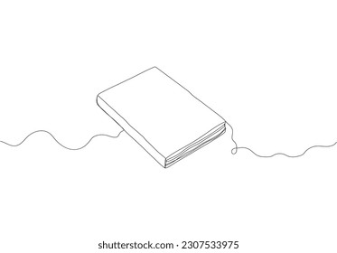 Single one line drawing closed book. World book day concept. Continuous line draw design graphic vector illustration