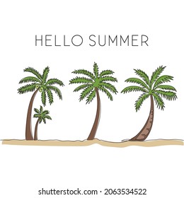 Single one line drawing of coconut tree. Decorative cocos nucifera palm for hello summer greeting post card. Tourism travel vacation concept. Modern continuous line draw design vector illustration