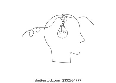 Single one line drawing concept of finding brilliant ideas. Continuous line draw design graphic vector illustration.