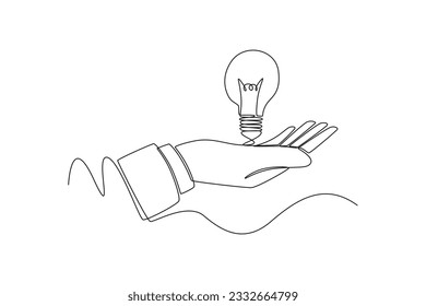 Single one line drawing concept of finding brilliant ideas. Continuous line draw design graphic vector illustration.